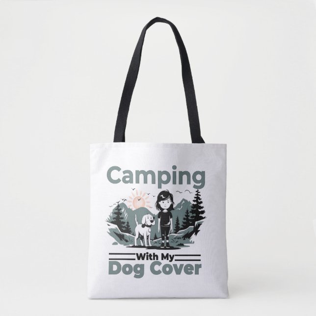Camping con mi perro Bolsa de Tote reutilizable (Anverso)