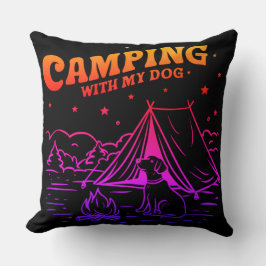 Camping con mi perro - Cojín decorativo de aventur
