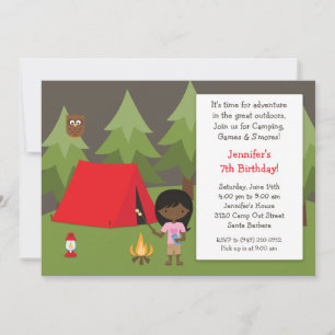 Camping Cumpleaños fiesta de invitación para Chica