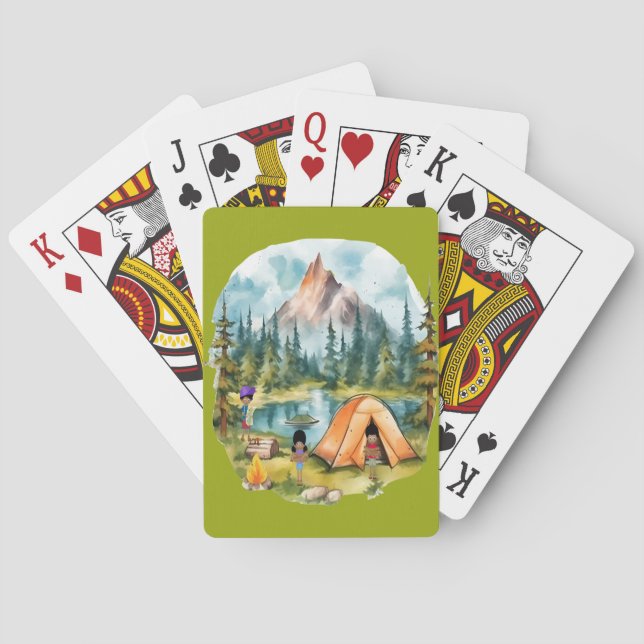 Camping de cartas de juego con niños negros (Reverso)