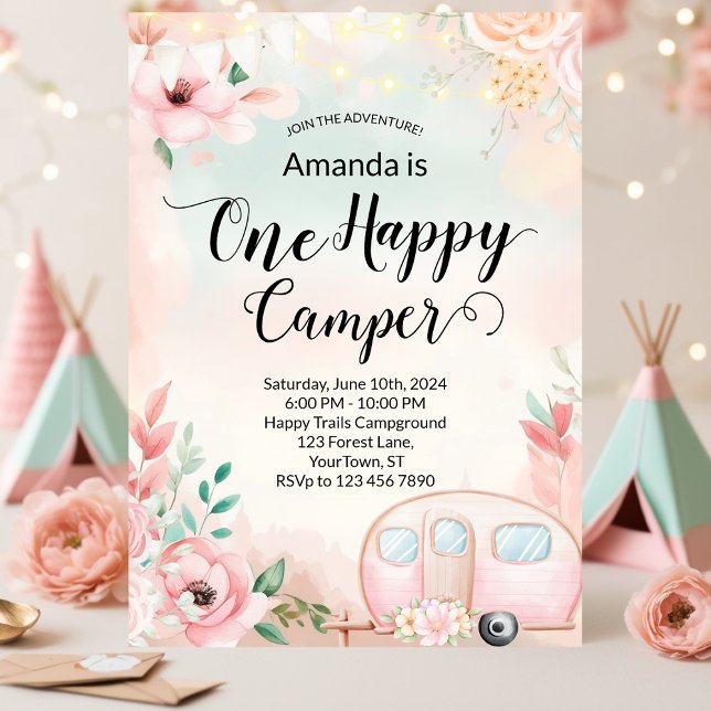 Camping de invitación de primer cumpleaños de un C (Subido por el creador)