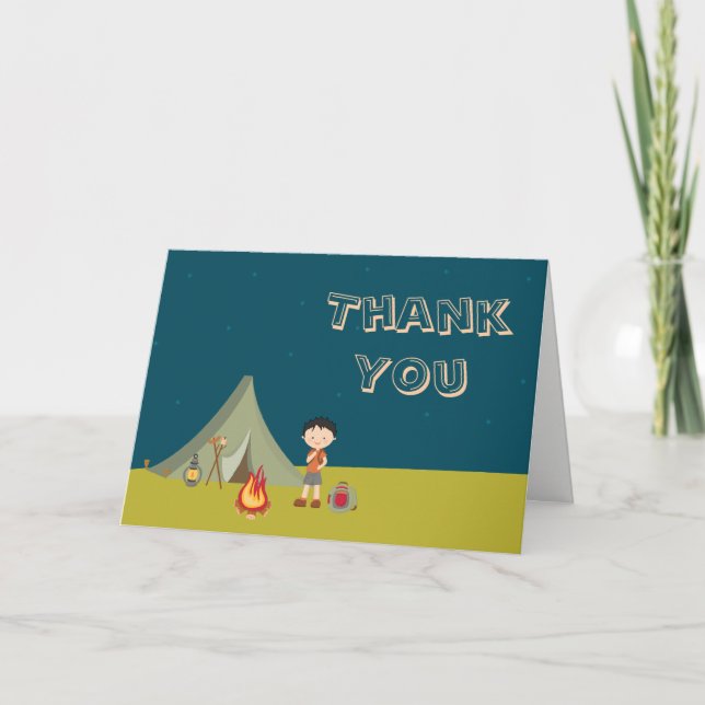Camping de niño cumpleaños gracias tarjeta A7 pleg (Anverso)
