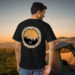 Camping en la camiseta de diseño de la ronda de gu
