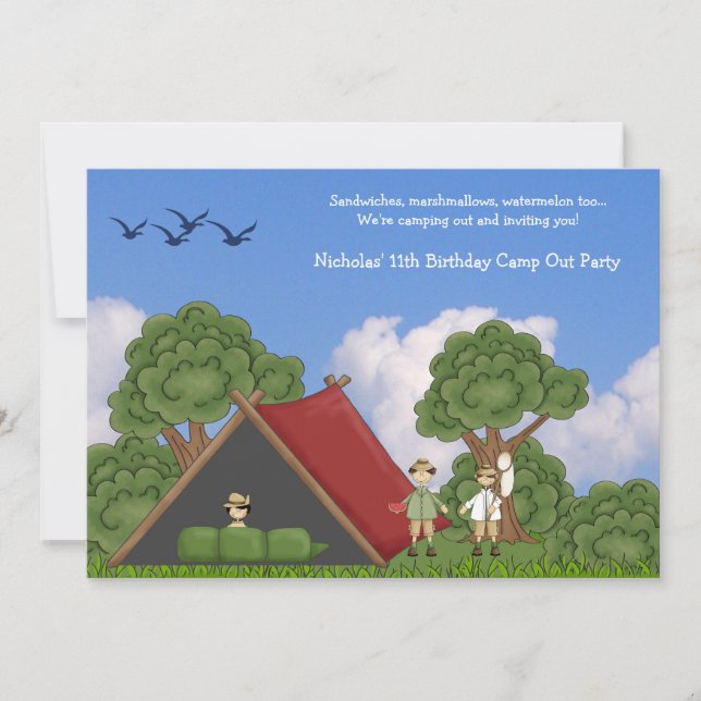 Camping en la invitación de Woods (Anverso)