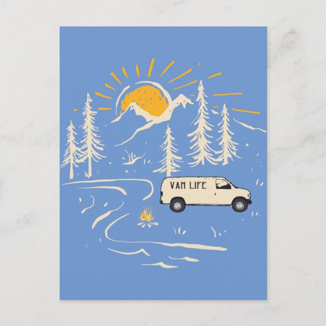 Camping En Las Montañas Postal Van Life (Anverso)