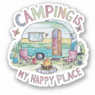 Camping es mi Pegatina de Vinyl Happy Place