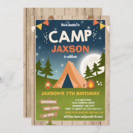 Camping Fiesta de campamento de invitaciones para 