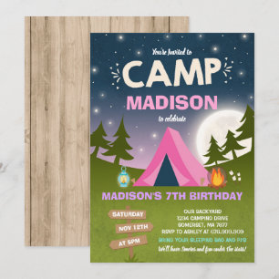 Camping Fiesta de campamento de invitaciones para 