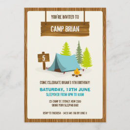 Camping: Invitación a fiesta de cumpleaños - niño