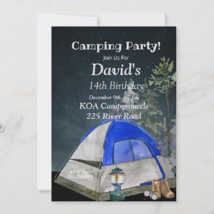 Camping Invitación a la fiesta de cumpleaños, camp