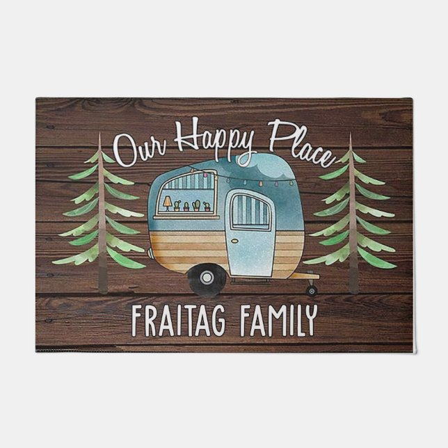 Camping Mat, alegre alfombra familiar de camper (Anverso)