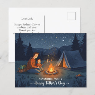 camping nocturno para la postal del Día del Padre