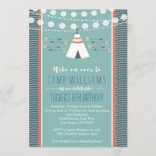 Camping Sleepover Boy Invitación de cumpleaños