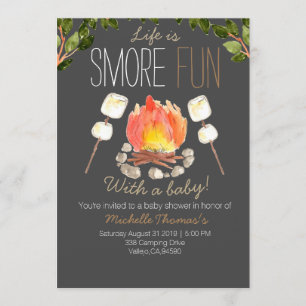 Camping smores invitación a la ducha de bebé