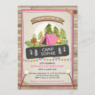 Camping Tent Invitación a campamento de cumpleaños
