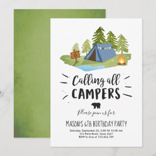 Camping Tent Invitación al campamento de cumpleaño