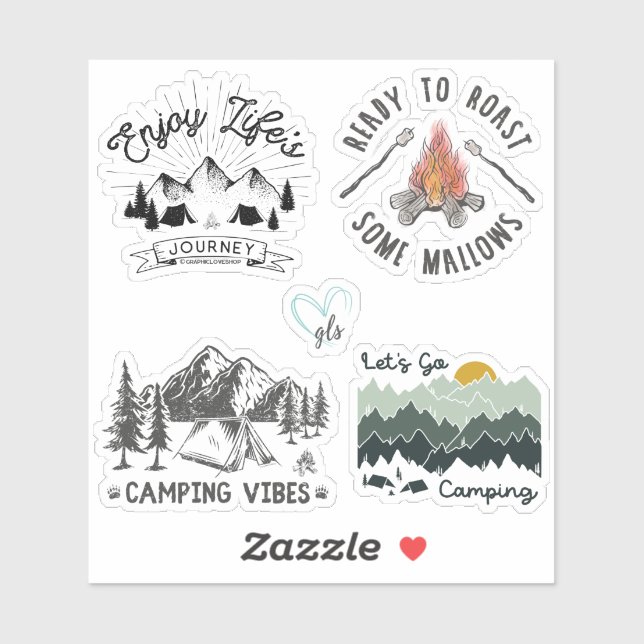 Camping Wilderness Pegatina Pack GraphicLoveShop (Hoja)