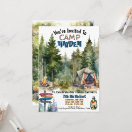 Camping Woods Camp Invitaciones al cumpleaños al a
