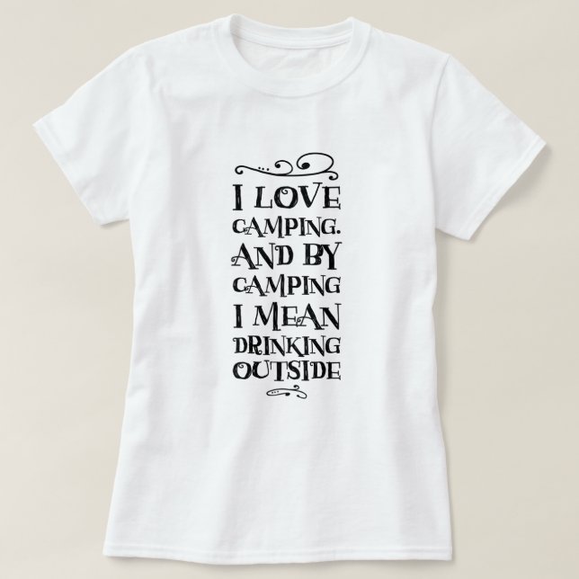 Camping y camiseta de bebida (Diseño del anverso)