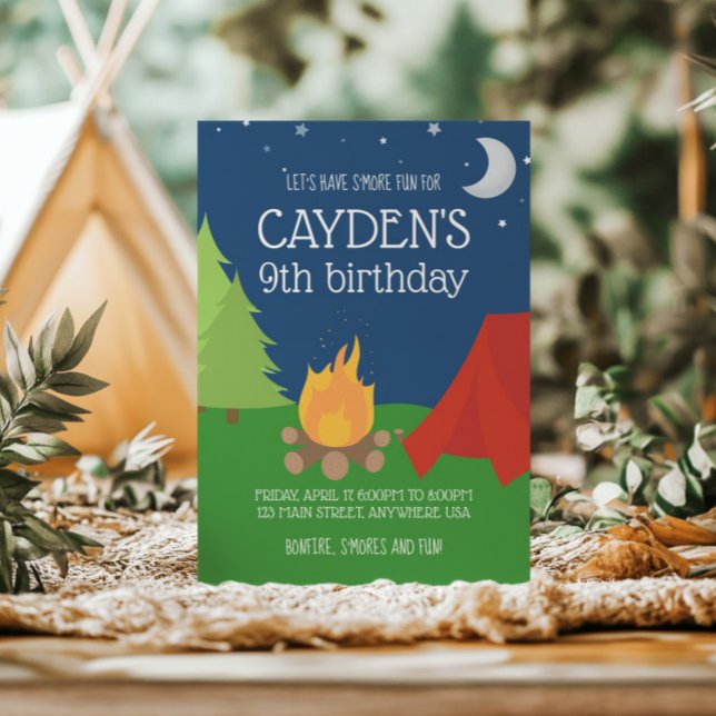 Camping y la invitación de cumpleaños de S'mores (Subido por el creador)