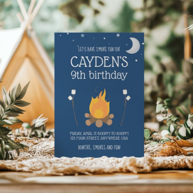 Camping y la invitación de cumpleaños de S'mores (Subido por el creador)