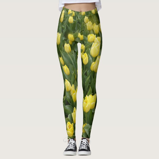 Campo amarillo Legging de los tulipanes (Anverso)