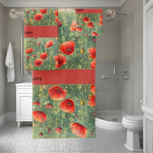 Campo brillante de amapolas rojas, personalizable