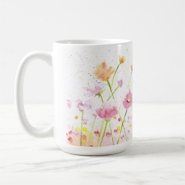 Campo de adormidera acuarela taza de café/taza de  (Izquierda)
