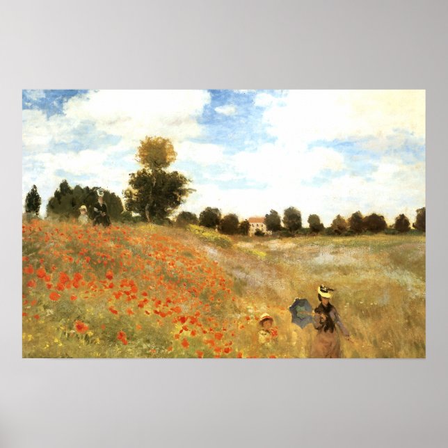 Campo de amapolas en Argenteuil, Póster de Monet (Frente)
