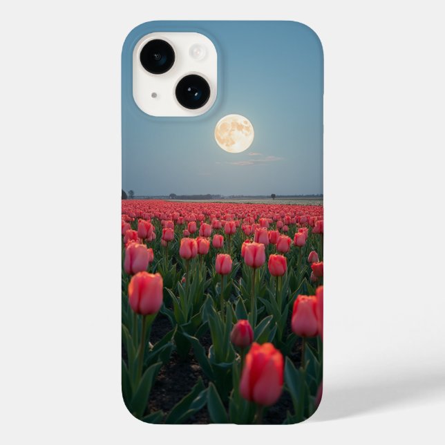 Campo de flores con el funda de la luna en alza (Reverso )