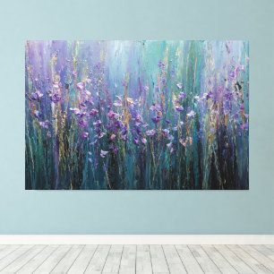 Campo de Flores Purpúreas Textura Arte de Pared Ab