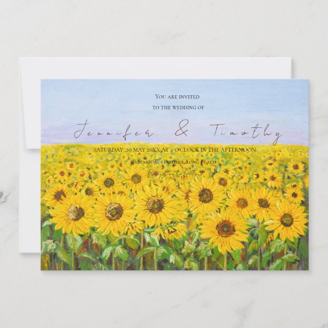 Campo de girasol de invitación a la boda (Anverso)