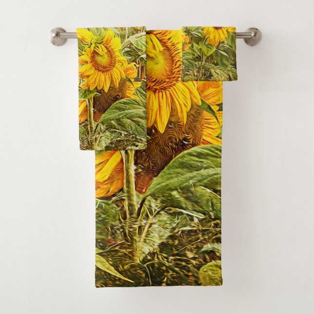 Campo de girasol Vintage País Amarillo Verde (In situ)