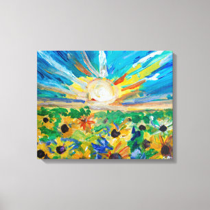Campo de Girasoles Radiante Pintura en Lienzo al A