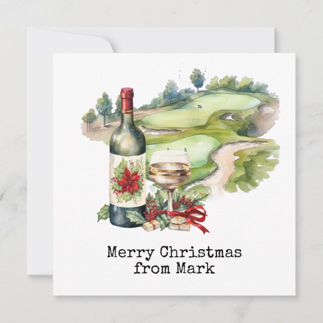 Campo de golf con bebida de Navidad para golfista (Anverso)