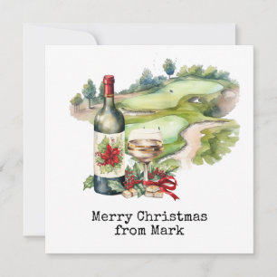 Campo de golf con bebida de Navidad para golfista