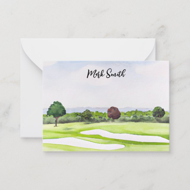 Campo de golf con Tarjeta de Nota para el Golf (Anverso)