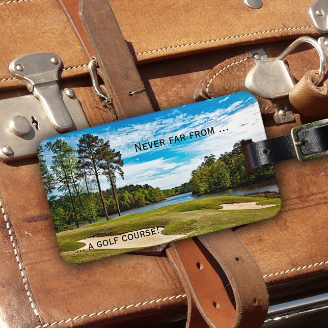 Campo de golf - Etiqueta de equipaje (Luggage tag for anyone who loves to play golf and travels the world to the different golf courses)