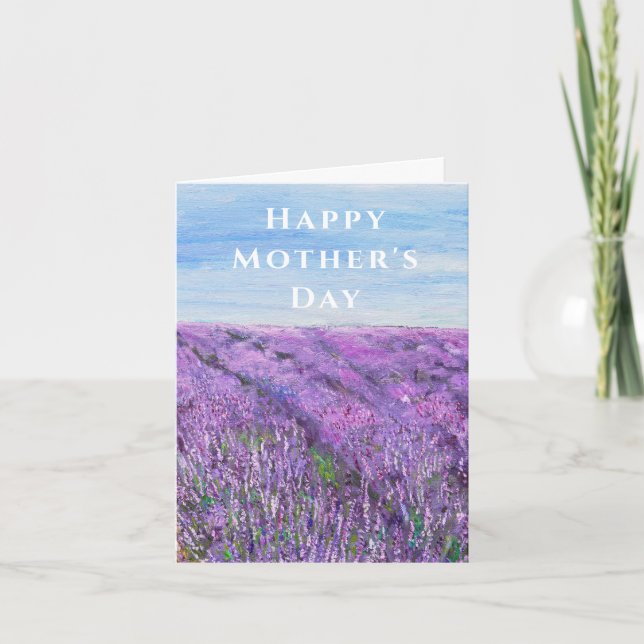 campo de lavanda púrpura tarjeta del día de la mad (Anverso)