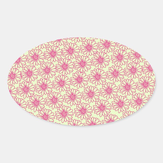 Campo de los Pegatinas de Daisies Oval, flores ros (Anverso)