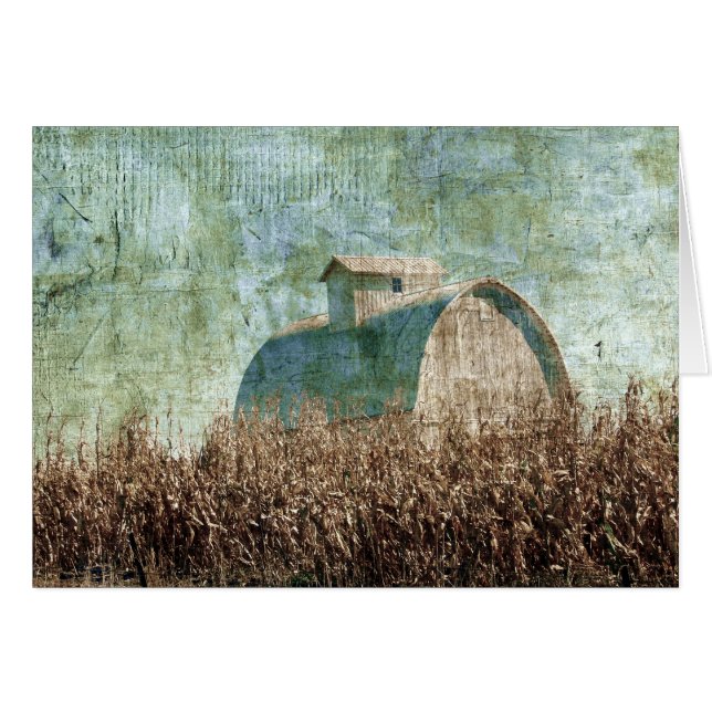 Campo de maíz y granero cerca del tiempo de cosech (Anverso (Horizontal))