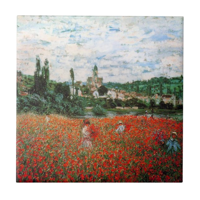 Campo de Monet de la teja roja de las amapolas (Frente)