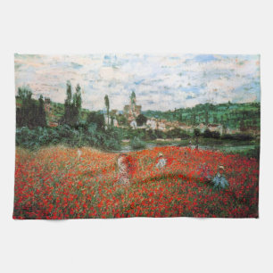 Campo de Monet de la toalla de cocina roja de las