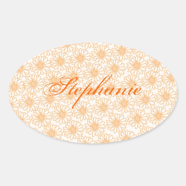Campo de Pegatinas de Daisies Oval, flores Naranja (Anverso)