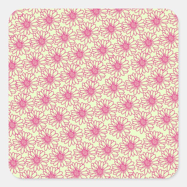Campo de Pegatinas de la Plaza Daisies, flores ros (Anverso)