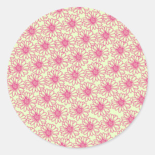 Campo de Pegatinas redondos de margaritas, flores 