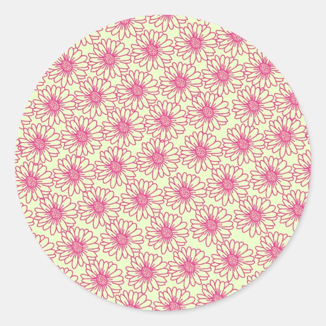 Campo de Pegatinas redondos de margaritas, flores  (Anverso)