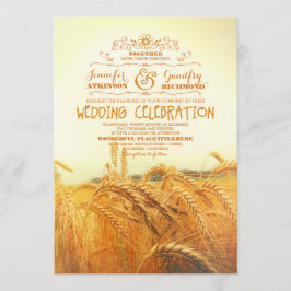 campo de trigo amarillo invitaciones a bodas rústi