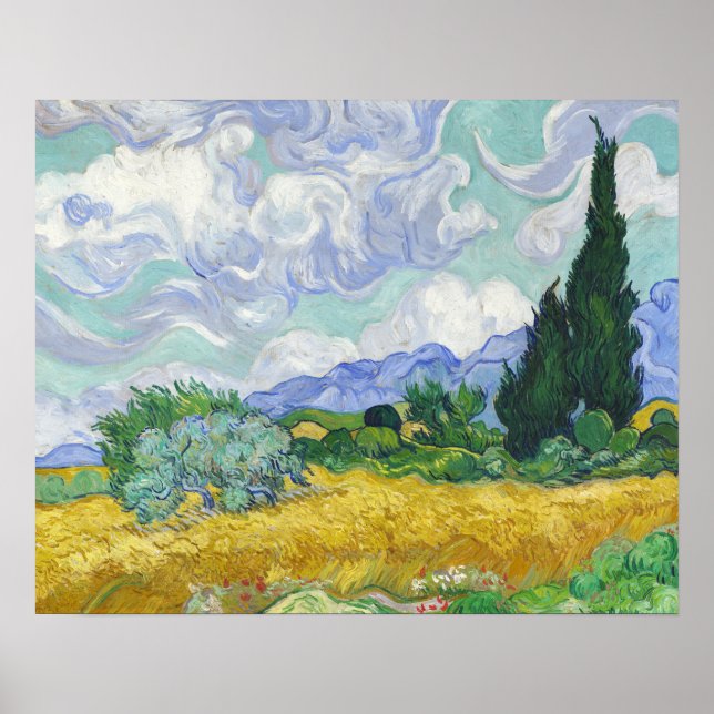 Campo de trigo con cipreses de Van Gogh Arte (Frente)