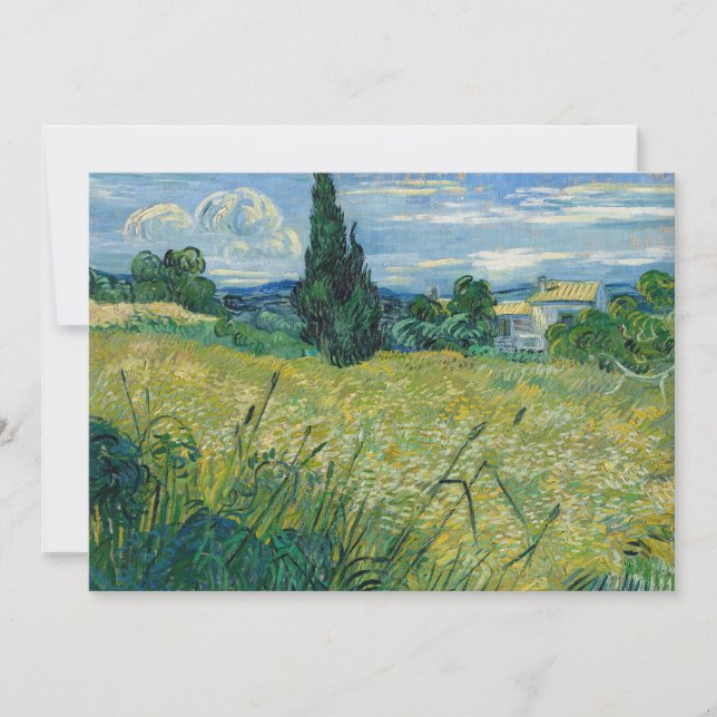 Campo de trigo verde con ciprés | Vincent van Gogh (Anverso)